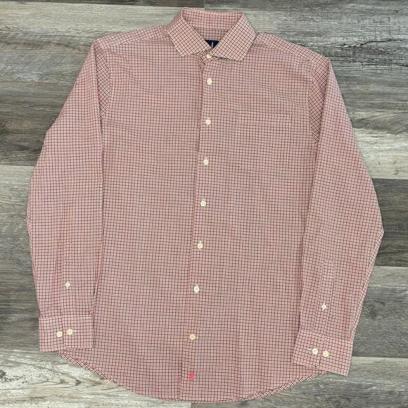 Johnnie-O Dorsey Sangria Pink Mens M Classic Check Long Sleeve Button Up Shirt - Picture 2 of 9